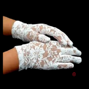 GUANTES ENCAJE BLANCO CORTO EL PAR X 1